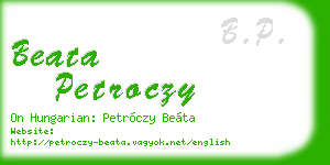 beata petroczy business card