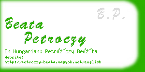 beata petroczy business card